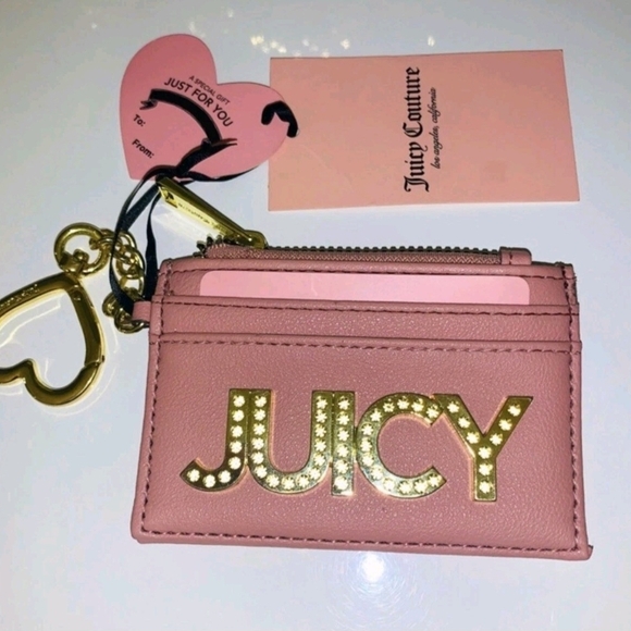 Juicy Couture Accessories - Juicy Couture Pink 'JUICY' Card Holder Keychain